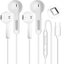 2 Pack USB C Headphones for iPhone 17 16 15 Pro Max Plus iPad Pro USB C Wired Earbuds with Mic Volume Control Type C Earphones Wired Noise Cancelling USBC Headphones for Samsung Galaxy S24 S23 Pixel 9