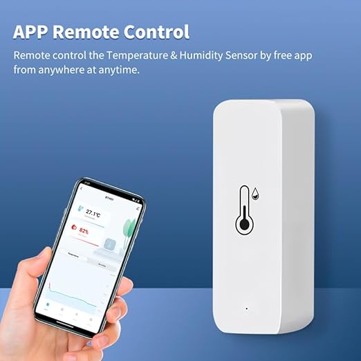 WiFi Temperature Humidity Sensor,Tuya Wireless Temperature Humidity Monitor with App Alert, High Precision Indoor Thermometer with Smart Life App, No Hub Required, Compatible with Alexa (2)