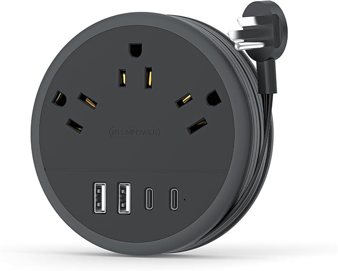 NTONPOWER Flat Plug Extension Cord, 2 USB C Travel Power Strip with 3 Outlets 4 USB Ports, 4ft Flat Extension Cord, Portable Power Strip Mountable for Travel Cruise Ship Essentials Home Black