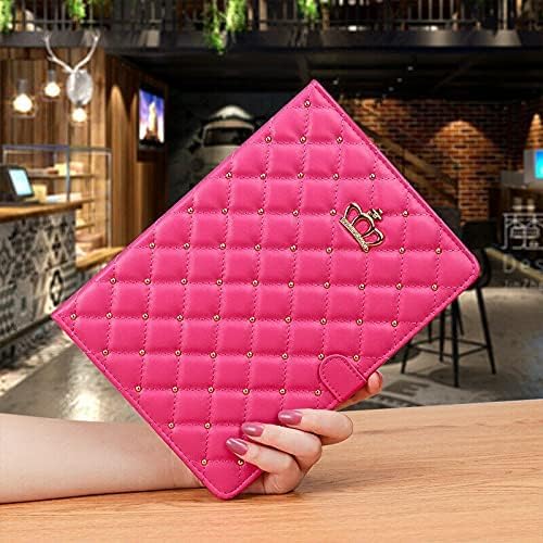 Changjia for iPad Air 11 Inch Case M4 2026/M3 2025/M2 2024,iPad Air 5th/4th Gen 10.9 Inch (2022/2020) with Pencil Holder,Girly Cute Crown Diamond Elegant Auto Sleep/Wake Stand Protective Case,Hot Pink