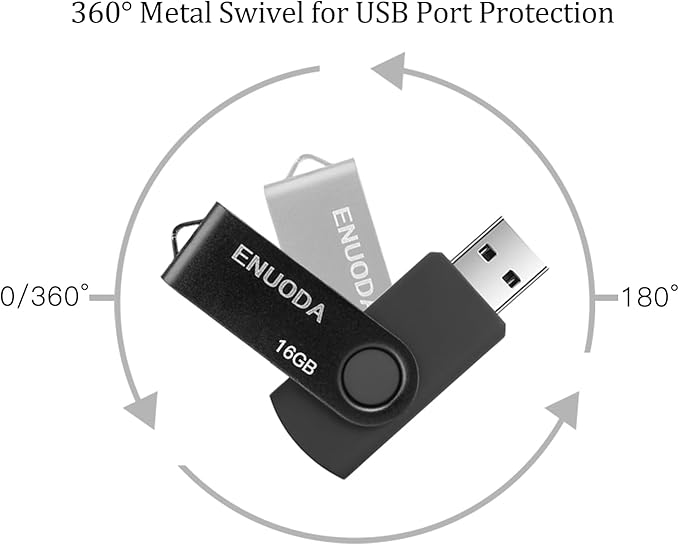 16GB Flash Drive ENUODA 1 Pack Thumb Drive 16GB USB 2.0 Memory Stick Jump Drive Pen Drive for File Storage and Data Transfer (Black)