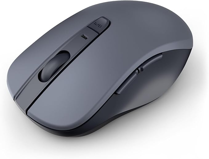 WL300 Bluetooth Mouse Silent Wireless Mice, Quiet Click, Cordless Computer Mouse with 6 Buttons, Sculpted Grip, Adjustable DPI for Laptop, PC, Mac, 18-Month Battery Life for Work or Travel ( Grey)