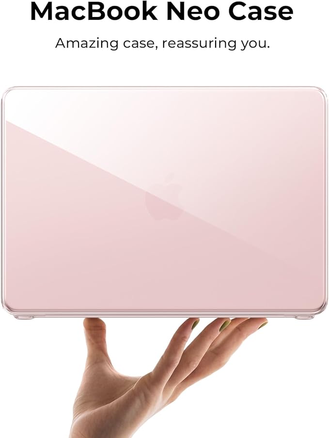 EooCoo for MacBook Neo Case 13 inch 2026 Model A3404 with A18 Pro chip, Hard Shell Case & Sleeve Bag & Type C & Keyboard Skin & Screen Film Laptop Accessories, Crystal Blush