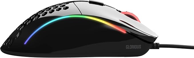 GLORIOUS Gaming - Superlight Wired PC Gaming Mouse with Honeycomb Shell, 6 Programmable Buttons, RGB Lighting & PTFE Skates - Model D, Glossy Black