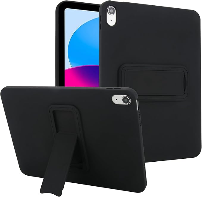 Shockproof Case for iPad 10th/11th Gen, TPU & Hard PC Back Cover with Kickstand Feature Screen & Camera Defense Cleaning Cloth + Stylus Included for iPad 11th 10th Gen, Black