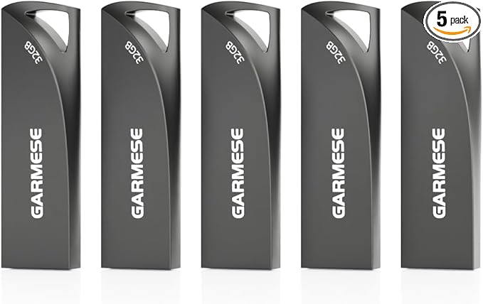 32GB USB 3.0 Flash Drive, 5-Pack Waterproof Metal USB Memory Stick, Slim Thumb Drive Portable Pen Drive with Keychain Hole Stylish Jump Drive for Computer/Car/Smart TV