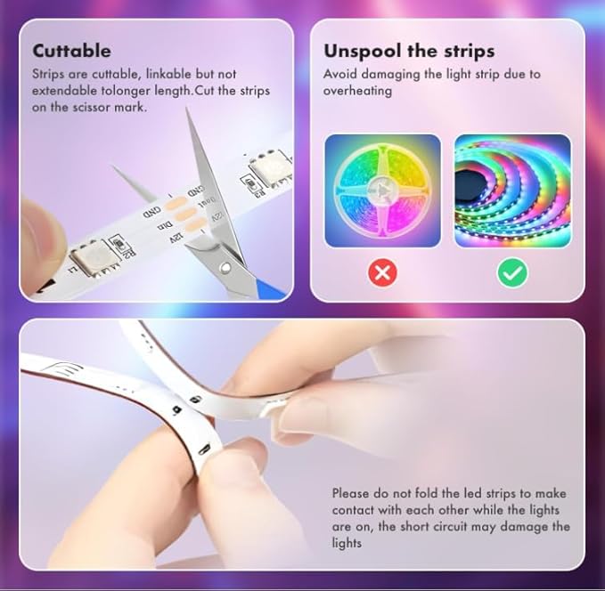 LED Strip Lights 65.6FT, Smart IC RGB Segmented DIY Color Changing, Rainbow Chasing Effects, WiFi App/Voice Control, Music Sync, Works with Alexa & Google Assistant, LED Lights for Bedroom Decor