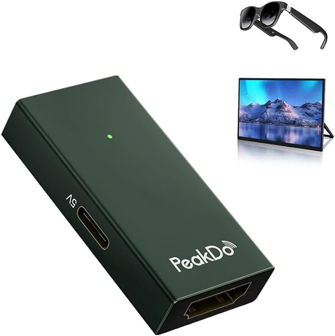 HDMI to USB C Adapter 4K@60Hz,HDMI to Type C Adapter for XREAL One/Air 2 Pro/Air 2,Viture Pro/One,RayNeo Air 2s,Rokid AR Glasses,Portable Monitor from PS5/4,Xbox,Laptop,PC,Dark Green