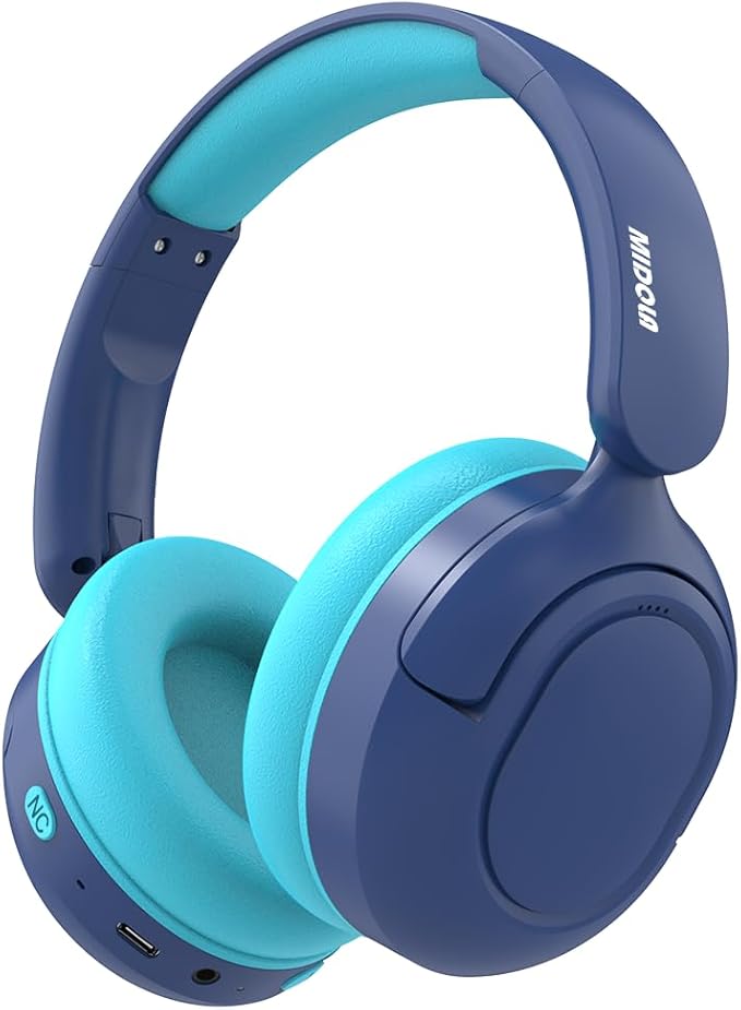 MIDOLA Kids Bluetooth Headphones Active Noise Cancelling Lightweight Wireless Headphone for Kid Volume Limited 85/94dB Foldable Over-Ear Headset with Aux/Mic,68 Hours Playtime,for Toddler Child Blue