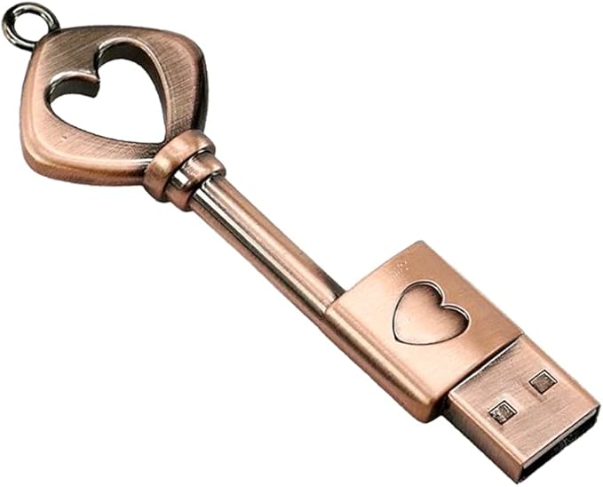 64GB USB 3.0 Flash Drive,Cute Key USB Flash Drive with Heart Shape,High Speed Up to 100MB/S Keychain exFat Thumb Drive Jump Drive Gift for Anniversary/Birthday/Photographer/Wedding