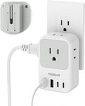 USB C Charger Block 20W, TESSAN PD Fast Charging Adapter with Foldable Plug, 1875W Power Outlet Extender(4 AC and 4 USB) for Cruise, Home, Office, Dorm