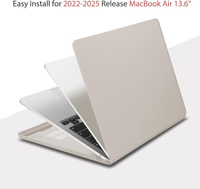 Teryeefi Case for M5 MacBook Air 13.6 Inch Model A3449 A3240 M4/A3113 M3/A2681 M2 Chip (2022 2024 2025 2026 Release), Laptop Hard Case+USB 3 Adapter+Keyboard Cover, Cream Rock Ash