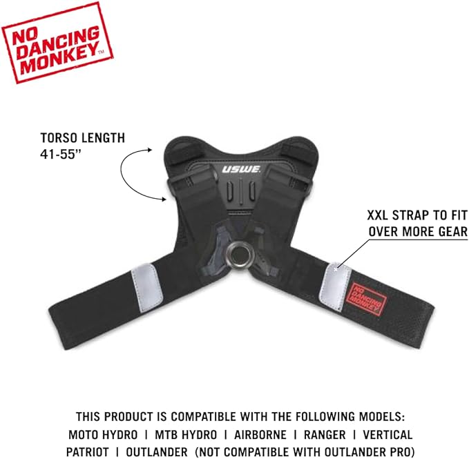 USWE Action Camera Harness - Compatible with All Bounce-Free Backpacks, Keeps GoPro Cameras Steady, Front Mounted on Chest Harness (NDM 1, XXL)