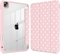 Tuiklol for iPad Pro 11 Inch 4th / 3rd / 2nd / 1st Gen (2022 2021 2020 2018) Case -Built-in Pencil Holder Shockproof Cover Clear Transparent Back Shell with Auto Wake/Sleep, Spot-Pink