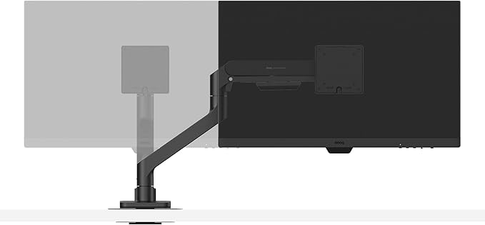 BenQ BSH01 Ergo Monitor Arm -Gas Spring Monitor Stand for Up to 45'' & 44lbs Screens, Heavy Duty, Quick Installation, No Sagging, Top Clamp and Grommet Base, Reinforcement Plate, VESA 75x75 &100x100mm