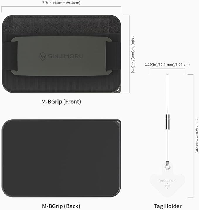 Sinjimoru for 3 in 1 MagSafe Wallet 2600g Magnetic Strength Phone Grip with Stretchy Fabric Secure Flap Anti-Drop Tag Holder for iPhone 16 15 14 13 12 M-BGRIP Olive Grey