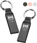 MOSDART Waterproof 128GB USB2.0 Flash Drive, exFAT Metal Memory Stick with Keychain, for System Back, Data Storage, Titan Gray(Pack of 2)