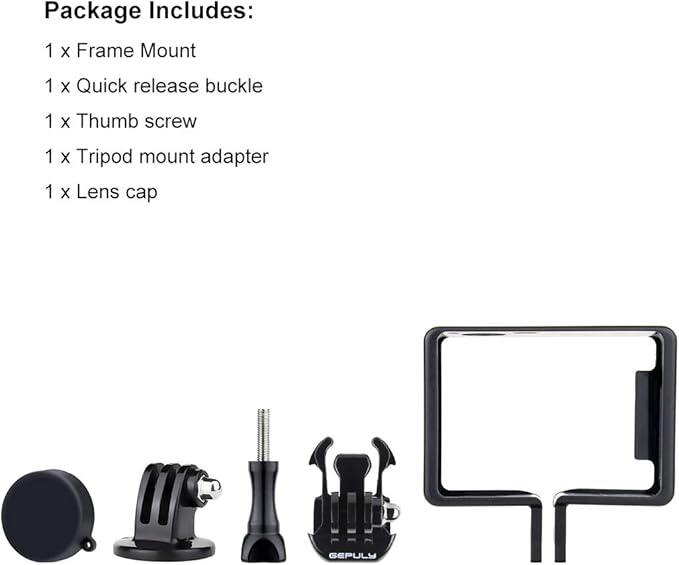 GEPULY Frame Mount Protective Housing Case with Bracket Accessories and Lens Cap for GoPro Hero 3, Hero3+, Hero 4 Black Silver Cameras