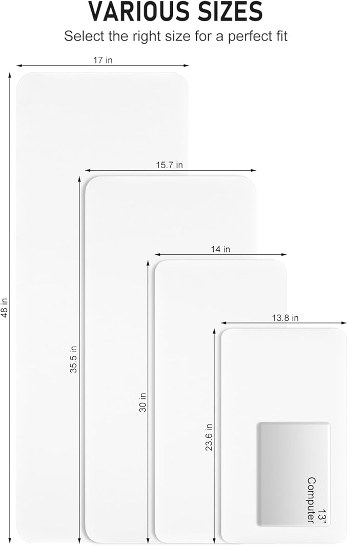 Desk Pad, 48" x 17" PU Leather Non-Slip Desk Mat Large Mouse Pad for Desktop, Waterproof Laptop Computer Writing Mat for Office, Home, Work, Gaming, White