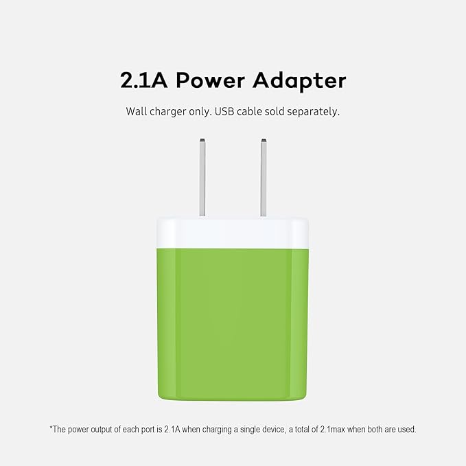 USB Wall Charger, [2-Pack] 2.1A AILKIN 2-Port USB Phone Charger Block Plug Power Adapter Charging Base for iPhone 17 Air 16 15 14 Plus/Mini/Pro 13 12 Max SE 11 Plus Google Pixel 7 7a 6 pro 6a 5 Box