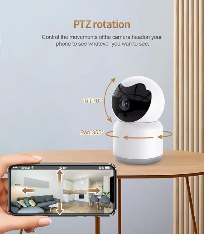 Home Security Camera, Tuya 3MP Indoor Pan-Tilt Smart Camera for Baby & Pet with Motion Tracking, 2-Way Audio, IR Night Vision, Siren, Compatible with Alexa & Google Home, 2.4GHz WiFi