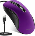 memzuoix Wired Mouse, USB Computer Mouse 1400 DPI Mobile Optical Mouse Ergonomic Design Computer Mice with 5FT Cord for Laptop, PC, Desktop, MacBook, 5 Buttons (Purple)