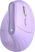 KYSONA 57° Ergonomic Wireless Tower Mouse, Vertical Quiet Ergo Mouse, Bluetooth(BT5.0,BT3.0)&2.4G, (800/1200/2400/2400/4000), 7 Buttons for Windows, macOS, iPadOS, Laptop, PC,Purple