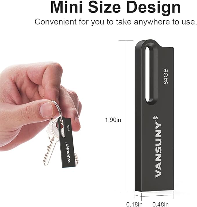 Vansuny 5 Pack USB 3.0 Flash Drives 64GB Metal Waterproof Flash Drives Ultra High Speed Memory Sticks, Portable Thumb Drives for PC/Tablets/Mac/Laptop