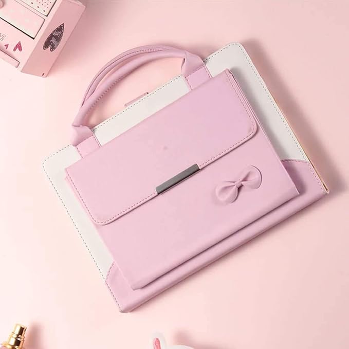 Handbag Case for iPad 9th 8th 7th Generation/Pro 10.5/Air3, Techcircle Cute Bowknot Flap Wallet Slim Folio Stand PU Leather Carrying Case with Pocket, Auto Wake/Sleep, Pink