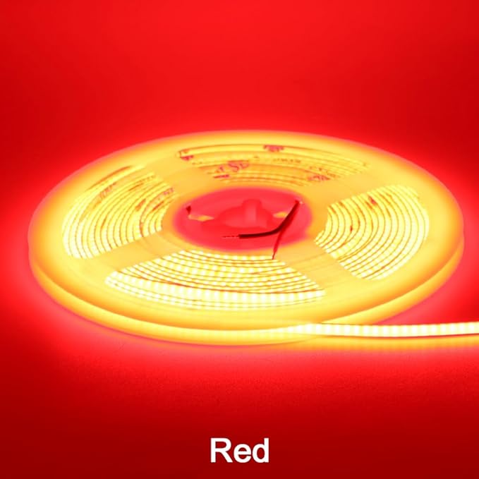 COB LED Strip Light, 24V 3mm 16.4ft Flexible Cuttable Super Slim LED Tape CRI>90 Uniform Dotless 384LEDs/M LED Light for Bedroom Home Kitchen Cabinet Decor-Red