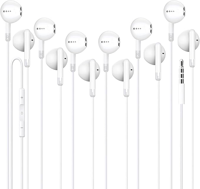 Cianyyee 6 Pack Earbuds Wired Headphones with Heavy Bass Stereo,Volume Control,Earphones with Microphone, Compatible with iPhone, Android, Computers, iPad or Any Device with 3.5mm Interface
