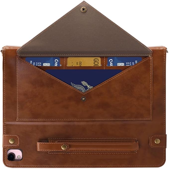 Handbag Case for iPad 10.2" (2019-2021) & iPad Pro/Air 10.5", Techcircle Folio Stand iPad Crossbody Wallet Case with Pencil Holder & Envelope Pocket, Hand Strap+Shoulder Strap Protective Cover, Coffee