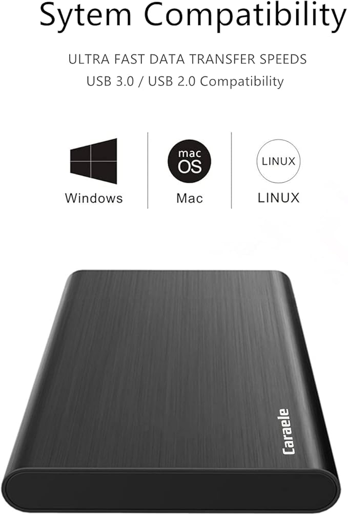 750GB Ultra Slim Portable External Hard Drive USB3.0 HDD Storage Compatible for PC, Desktop, Laptop, MacBook, Chromebook, Xbox One, Xbox 360, PS4 (Black)