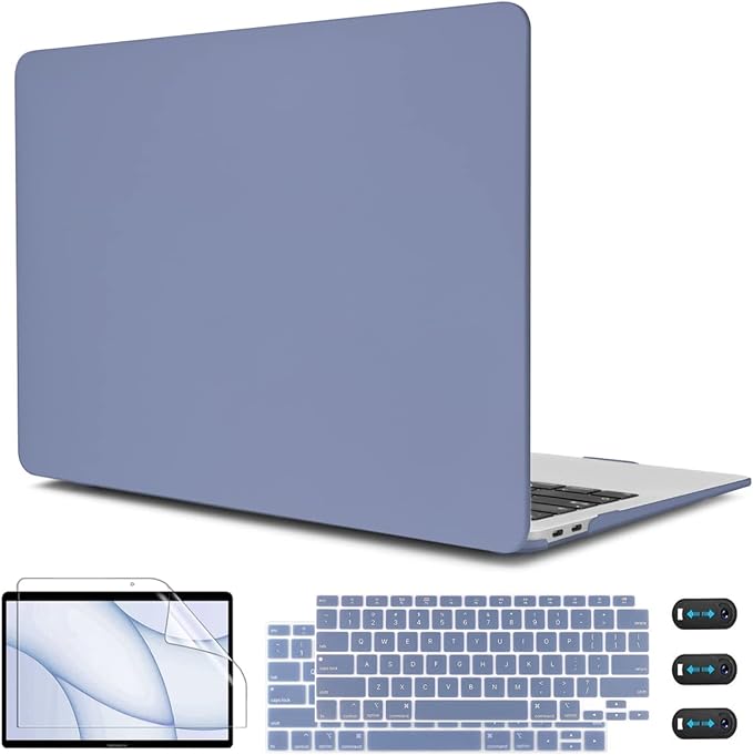 CISSOOK Compatible with MacBook Air 13 inch Case 2021 2020 2019 2018 Release Model M1 A2337 A2179 A1932, Matte Hard Case Cover for MacBook Air 13 inch with Retina Display and Touch ID - Lavender Gray