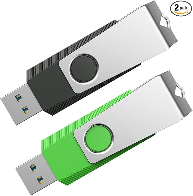 Aiibe 64GB Flash Drive 3.0 2 Pack 64GB USB Flash Drive Thumb Drive Zip Drive USB 3.0 Memory Stick USB Drive with Keychain (64G, 2 Colors: Black Green)
