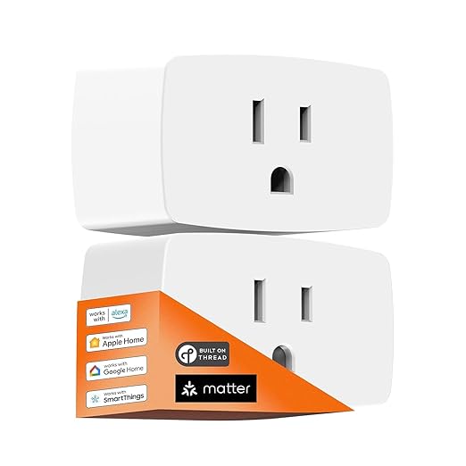 Onvis Matter Over Thread Smart Plug, Smart Mini Outlet, Works with Apple Home, Alexa & Google Home, 15A/1800W （2 Pack）