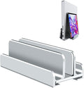 Aluminum Vertical Laptop Stand Holder for Desk Compatible with MacBook Pro, MacBook Air, Dell, HP, Lenovo, Up to 17.3 inches, Silver