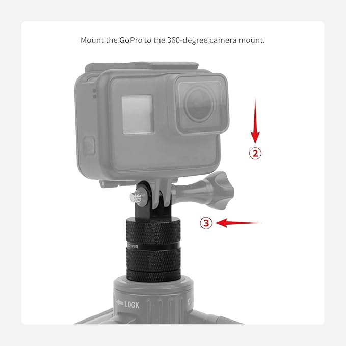 Aluminum Camera Mount,360 Degree Rotation 1/4 inch 20 Tripod Mount Adapter Compatible with GoPro,AKASO,Insta360,DJI Action 5 Pro & More Action Cameras