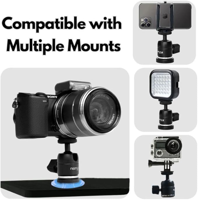 GRIFITI Nootle Magnetic Camera with Mini Ball Head Stand Magnet Foot for Cameras, Video Cams, Phone Mounts, Projector, Tablet Mount Accessories - Action Tripod Base Adapter with Ballhead