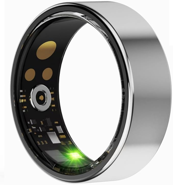 Smart Health Ring, Fitness Tracker with Heart Rate, Blood Oxygen, Blood Pressure, Sleep & Step Monitoring, Waterproof, Compatible with iOS & Android, No Subscription Required (Silver, 10)