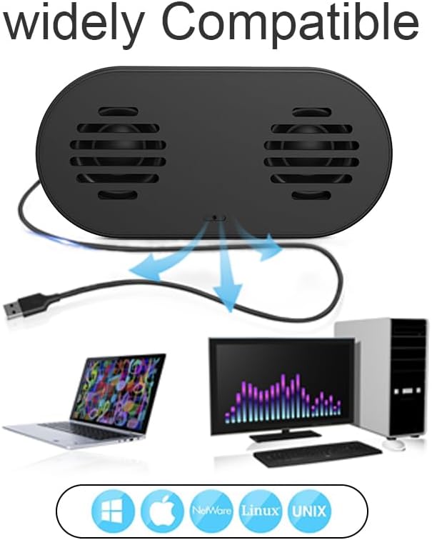 USB Computer Speaker with Built-in Microphone, Mini Soundbar Speaker for Desktop Laptop PC, Plug & Play USB Powered Small Sound Bar,Mini Speaker,360° Surround Sound for Gaming Music Movie