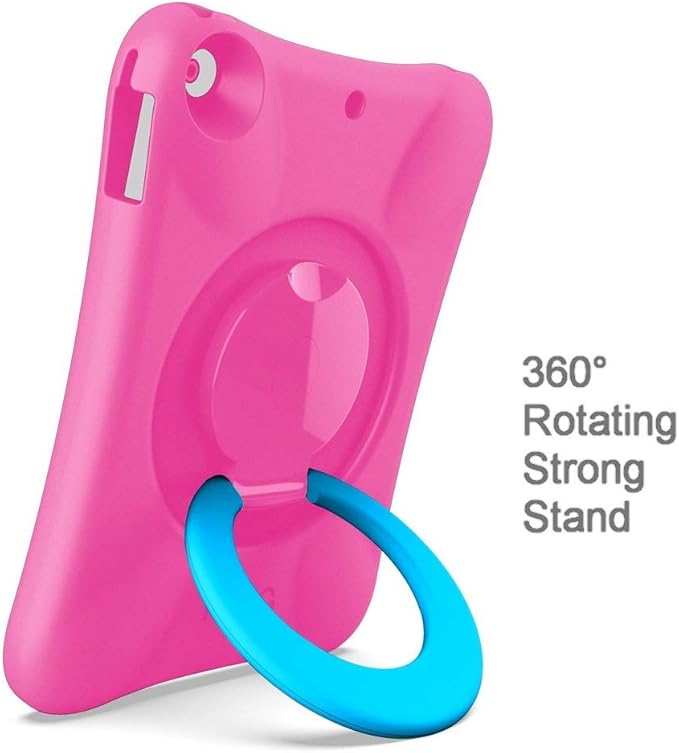 Kids Case for iPad, Shockproof Cover for 9.7” iPad 6th/5th Generation (2018/2017) / iPad Air 2 / iPad Air, Lightweight Full Body Protective Case with Foldable Handle/Stand (Pink+Blue)