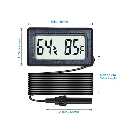 4-Pack Mini Digital Hygrometer Thermometer Gauge with Probe LCD Display Temperature Fahrenheit Humidity Meter for Incubator Reptile Plant Terrarium Sealed Containers Guitar Case