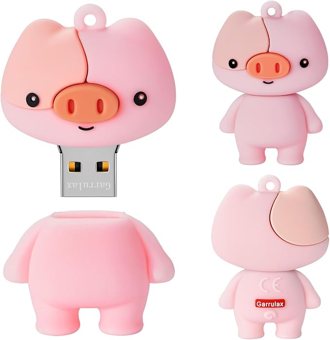 USB Flash Drives, 16GB/32GB/64GB/128GB Silicone USB2.0 High Speed Thumb Memory Stick Pen Date Storage Pendrive U Disk (Piggy, 128GB)