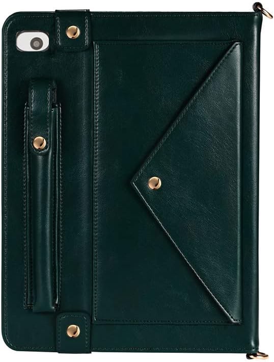 Handbag Case for iPad mini 5th/4th/3th/2th/1st Generation, Techcircle Folio Stand PU Leather Crossbody iPad mini Cover with Hand Strap, Multiple Card Slots Envelope Pocket Wallet Case, Midnight Green