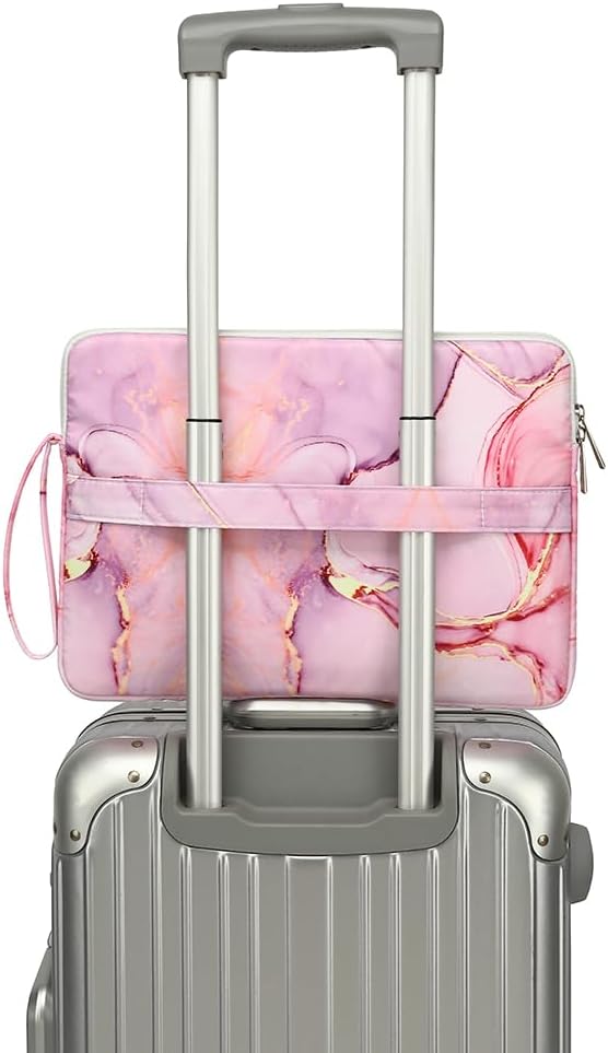 Canvaslife Laptop Sleeve Case Cover with Pocket for MacBook Pro 14 inch and 14 inch-14.4 inch HP, Lenovo, Dell, ASUS, Acer Notebook Computer (New Pink Marble)