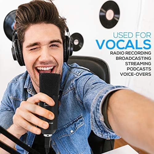Pyle USB Microphone Podcast Recording Kit with Desktop Stand and Pop Filter, Audio Cardioid Condenser Mic for Gaming, Streaming, Podcasting, Studio, Youtube, Works with Windows Mac PC