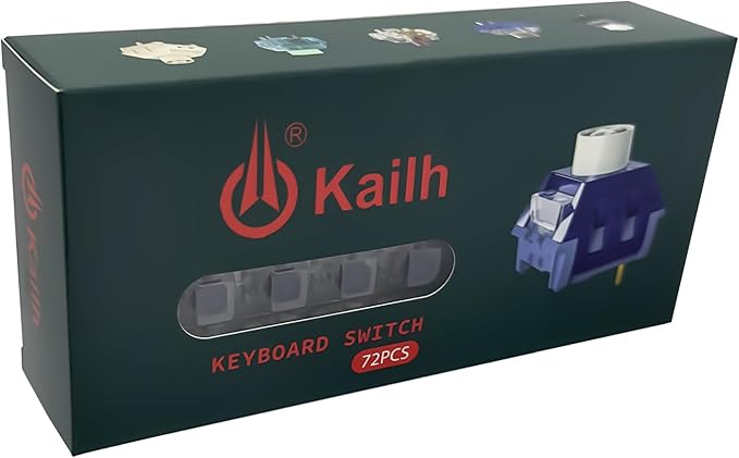 Kailh Box Black Switches for Mechanical Keyboard,3-Pin 60gf Linear/Factory Lubed/Dust&Waterproof Switches(Kailh Box Black,72Pcs)