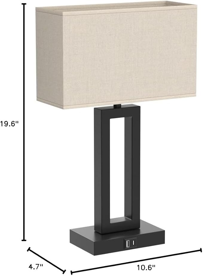 Seealle Bedroom Lamps for Night Stands - Touch Control, 3 Way Dimmable, USB C+A Charging, LED Bulbs, Easy Assembly