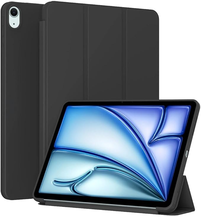 Case for iPad Air 11-inch M3 M2 2025 2024/10.9 Air 5th 4th Generation 2022 2020, Slim Lightweight Durable Protective Cover with Trifold Stand, Supports Auto Wake/Sleep, Black